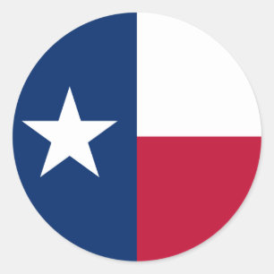 Redonda Pegatina de Bandera de Texas