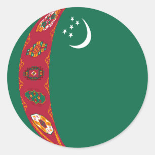 Redonda Pegatina de bandera de Turkmenistán ojo de pez
