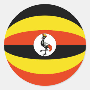 Redonda Pegatina de bandera de Uganda con efecto ojo de pe