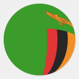 Redonda Pegatina de bandera de Zambia con efecto ojo de pe