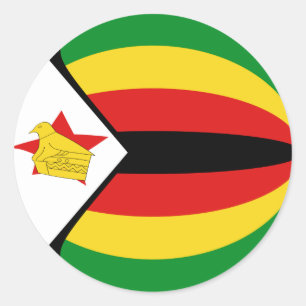 Redonda Pegatina de bandera de Zimbabwe con efecto ojo de