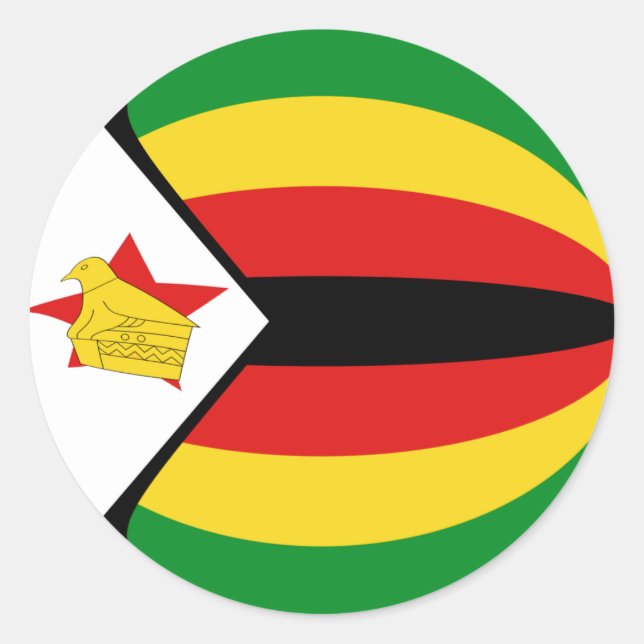 Redonda Pegatina de bandera de Zimbabwe con efecto ojo de  (Anverso)