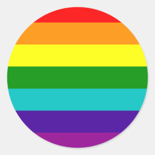 Redonda pegatina de bandera del orgullo gay arcoiris 7 fra