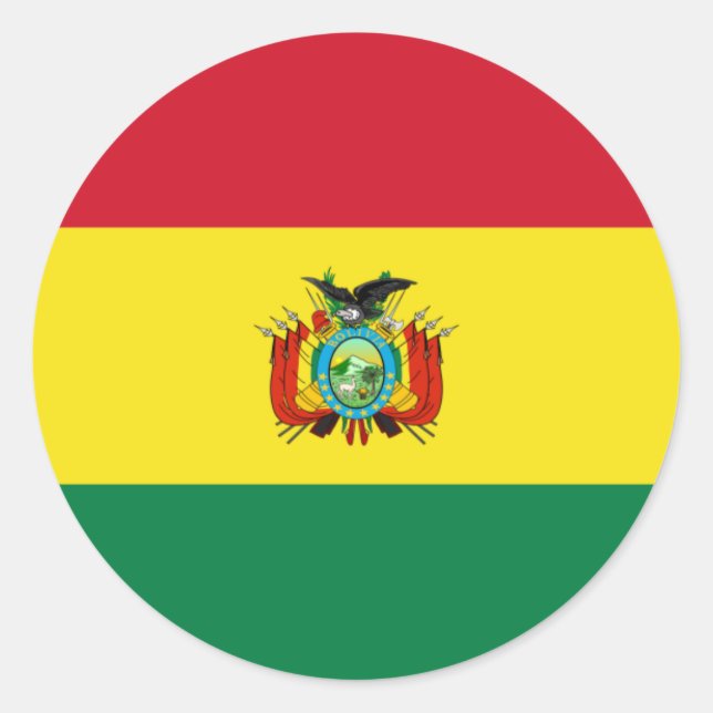 Redonda Pegatina de bandera estatal de Bolivia (Anverso)