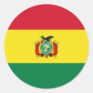 Redonda Pegatina de bandera estatal de Bolivia