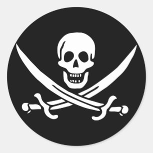 Redonda Pegatina de bandera pirata Jolly Roger