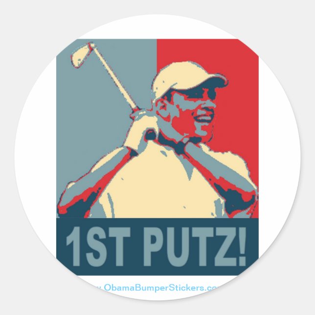 Redonda Pegatina de Barack Obama "1er Putz" (Anverso)