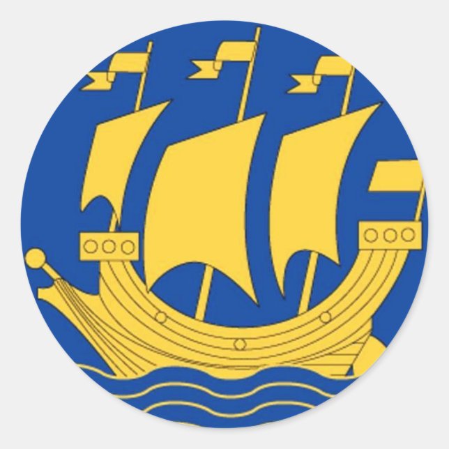 Redonda Pegatina de barco amarillo (Anverso)
