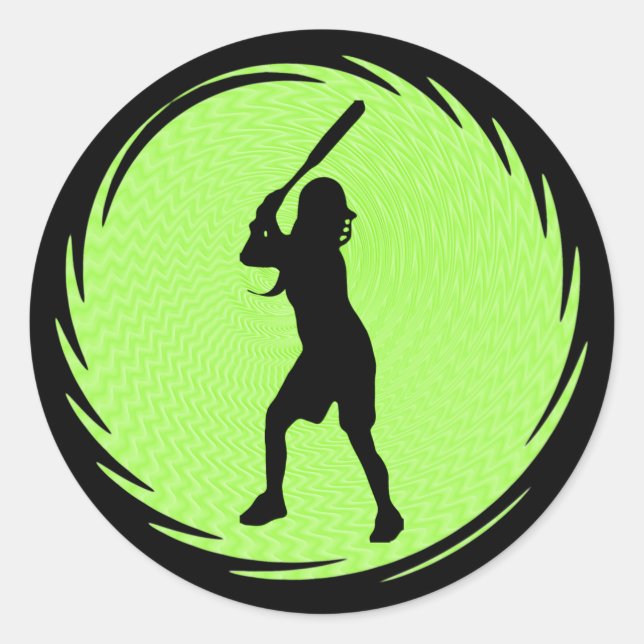 Redonda Pegatina de baterías Softball (Anverso)