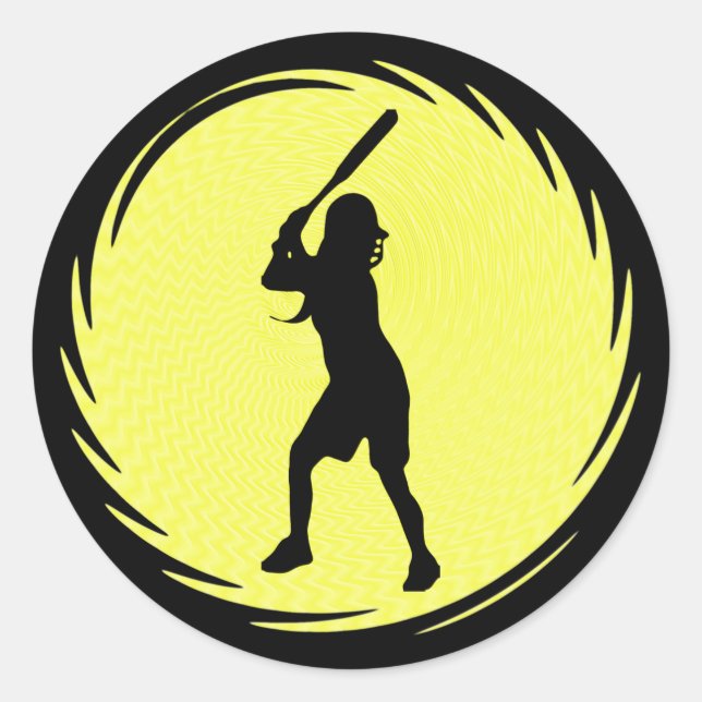Redonda Pegatina de baterías Softball (Anverso)