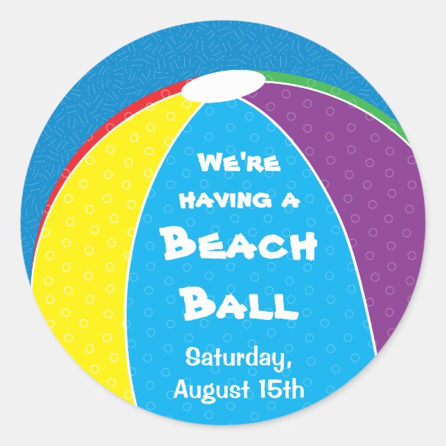 Redonda Pegatina de Beach Ball Fiesta (Anverso)