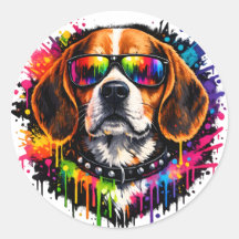 Pegatina de Beagle | Arte de perro con salpicadura