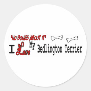 Redonda Pegatina de Bedlington Terrier (I Love)
