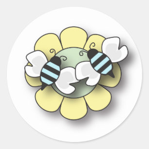 Redonda Pegatina de Bee Bee Twin Boys