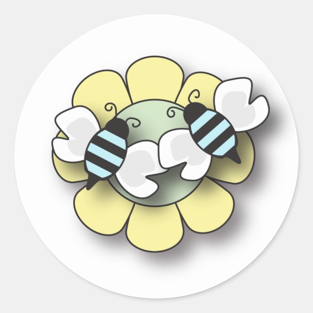 Redonda Pegatina de Bee Bee Twin Boys (Anverso)