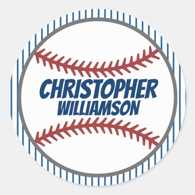 Redonda Pegatina de béisbol con nombre personalizado (Anverso)