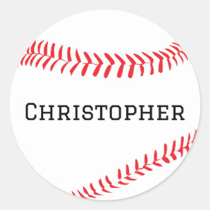 Redonda Pegatina de béisbol con personalización de nombre