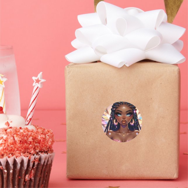 Redonda Pegatina de belleza arcoiris (Fiesta)