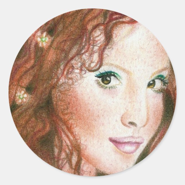 Redonda Pegatina de belleza irlandés (Anverso)