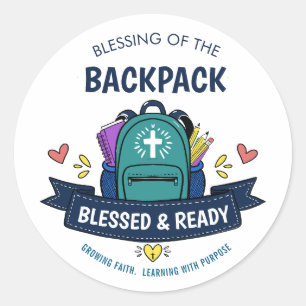 Redonda Pegatina de bendición para mochila 'Bendecido y Li