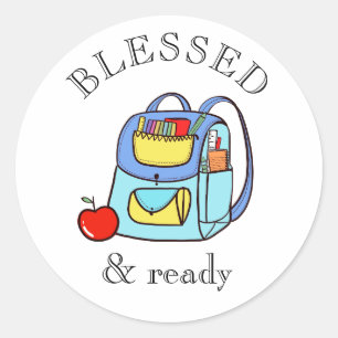 Redonda Pegatina de bendición para mochila 'Bendecido y Li
