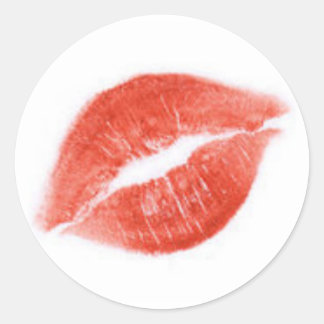 Redonda pegatina de beso de labios con lápiz labial
