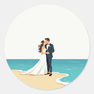 Redonda Pegatina de beso en la playa
