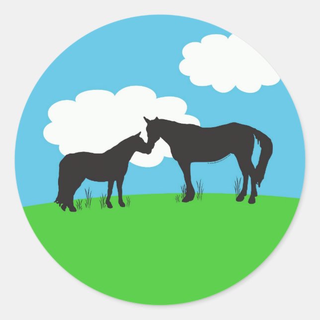 Redonda Pegatina de Besos de Caballo (Anverso)