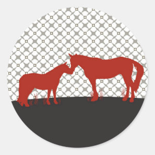 Redonda Pegatina de Besos de Caballo - Rojo