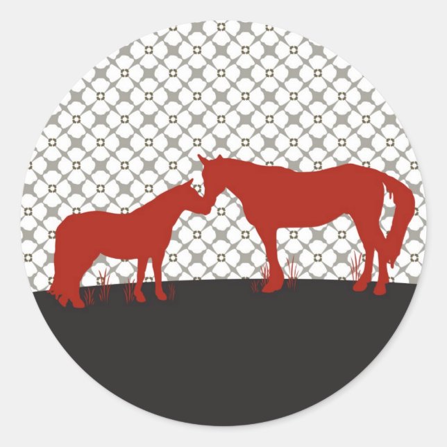 Redonda Pegatina de Besos de Caballo - Rojo (Anverso)