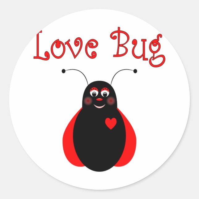 Redonda Pegatina de Bicho de Amor (Anverso)