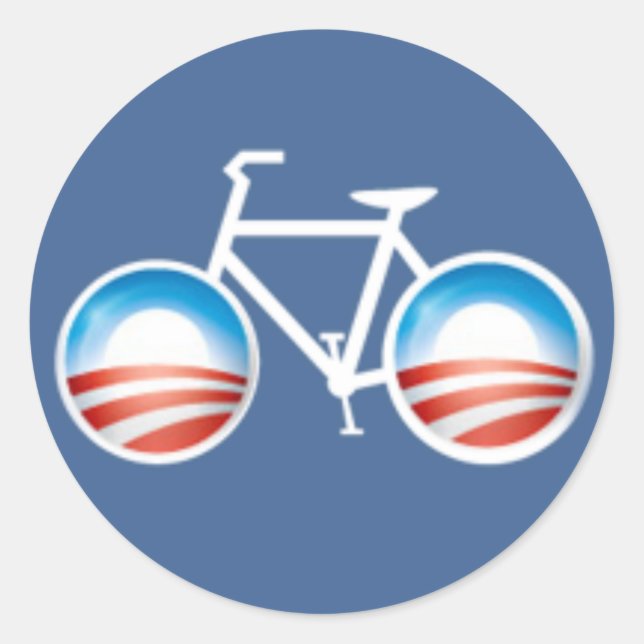 Redonda Pegatina de bicicletas de Obama (Anverso)