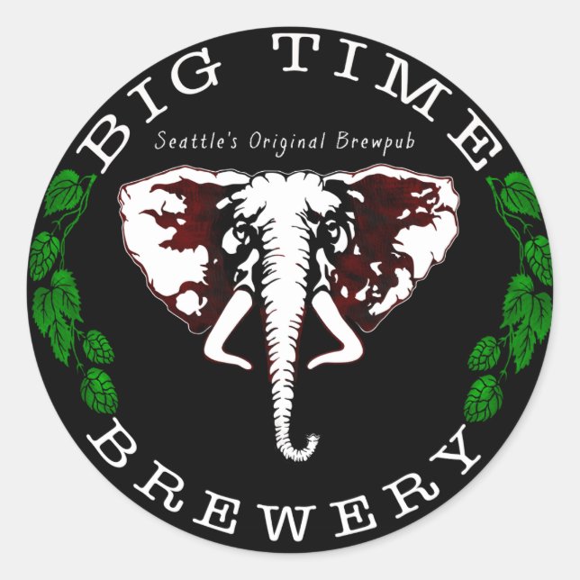 Redonda Pegatina de Big Time Brewery (Anverso)