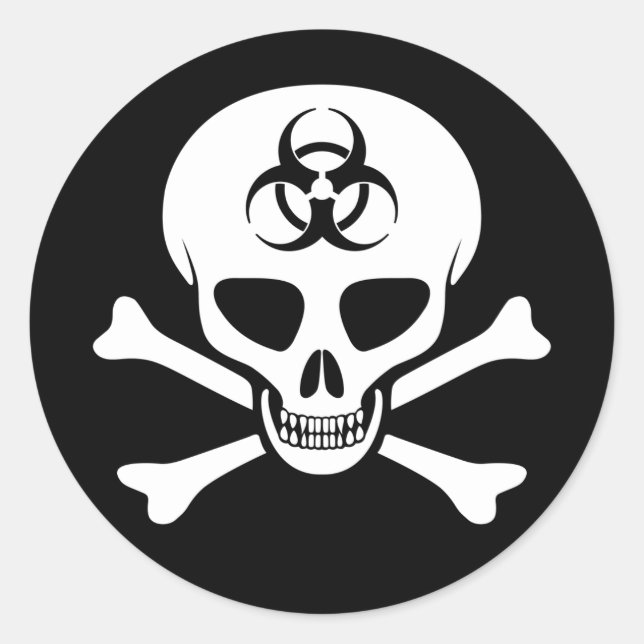 Redonda Pegatina de Biohazard Skull & Crossbone (Anverso)