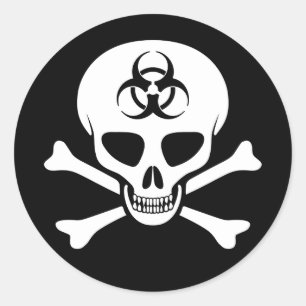 Redonda Pegatina de Biohazard Skull & Crossbone
