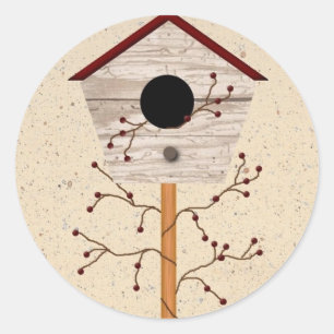 Redonda Pegatina de Birdhouse
