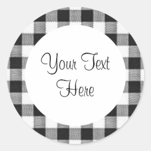 Redonda Pegatina de Black Gingham