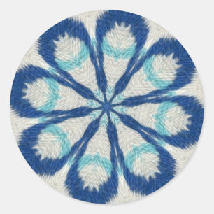 Redonda Pegatina de Blue Cloth Mandala