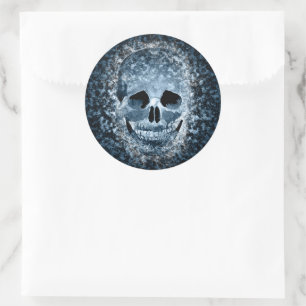 Redonda Pegatina de Blue Skull Art Halloween