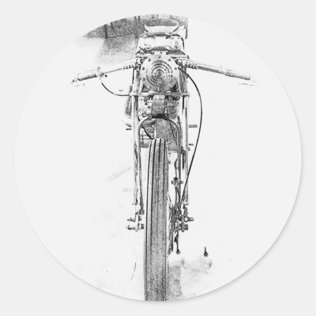 Redonda Pegatina de boceto de motocicleta (Anverso)