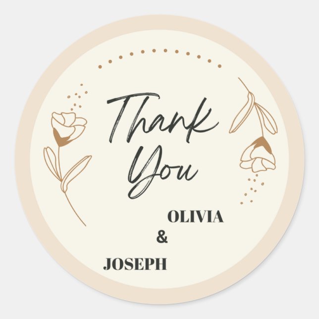 Redonda Pegatina de boda (Anverso)