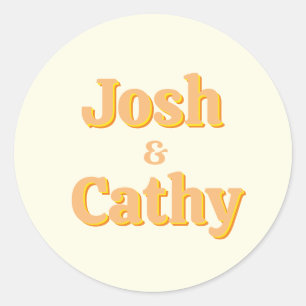 Redonda Pegatina de boda amarilla retro