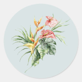 Redonda Pegatina de boda Ave del Paraíso Elegancia Tropica