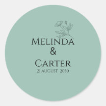 Pegatina de boda botánica minimalista