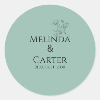 Redonda Pegatina de boda botánica minimalista
