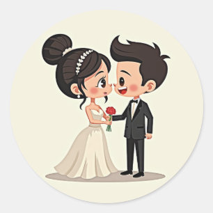 Redonda Pegatina de Boda de conexión de amor