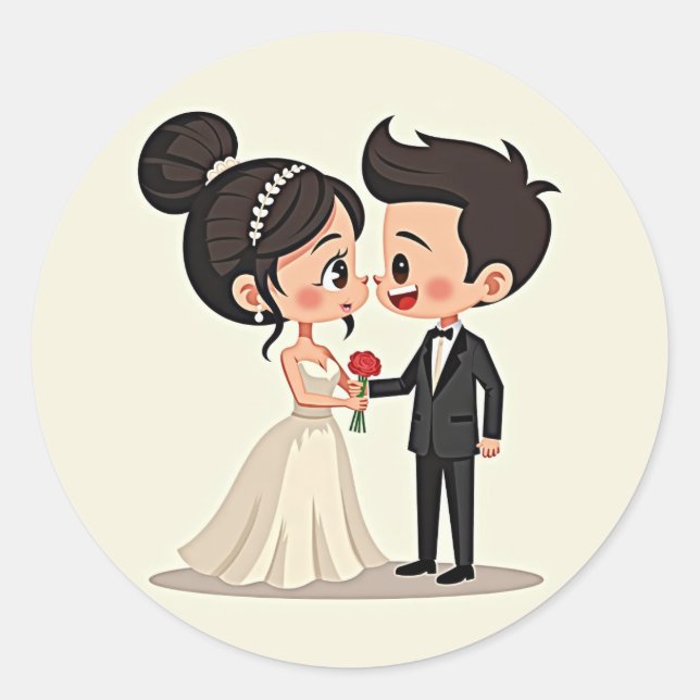 Redonda Pegatina de Boda de conexión de amor (Anverso)