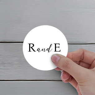 Redonda Pegatina de Boda de guiones elegantes clásicos