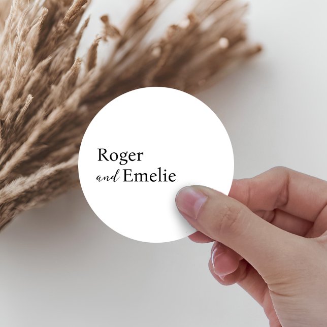 Redonda Pegatina de Boda de guiones elegantes clásicos (Subido por el creador)