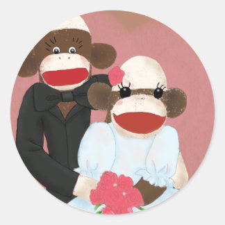 Redonda Pegatina de Boda de mono sock (Bowty & Violet)